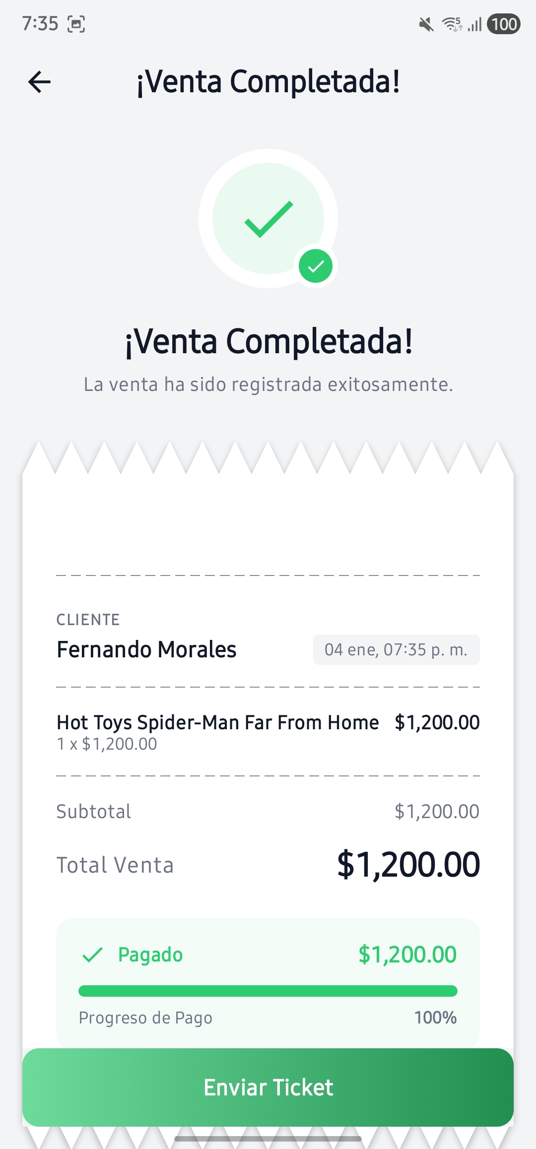 Ticket de venta digital